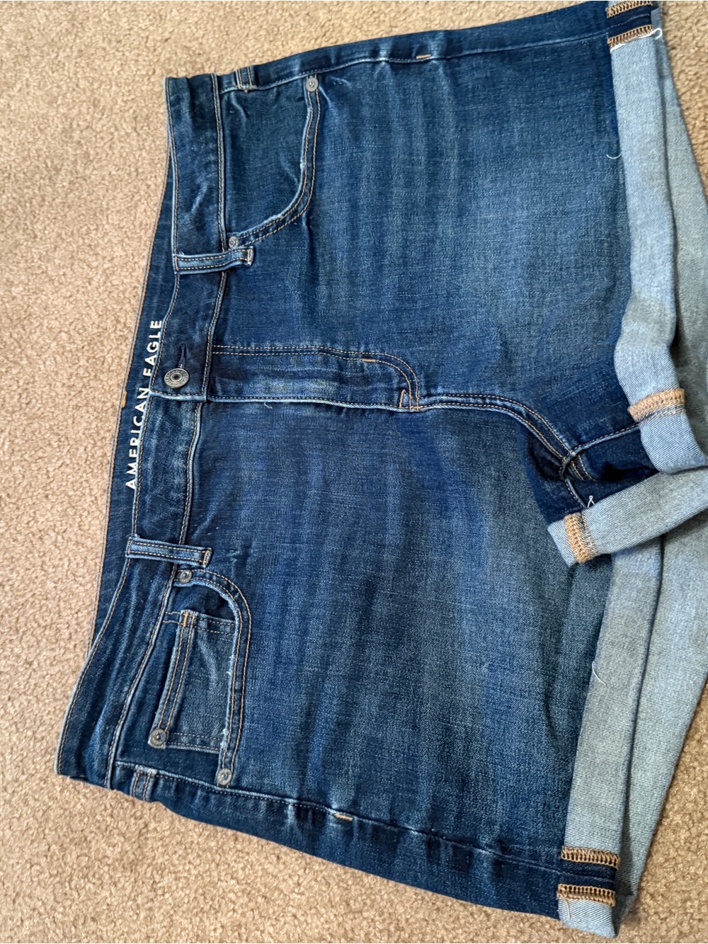 Like New American Eagle Outfitters Dark Blue Rolled Cuff Denim Shorts